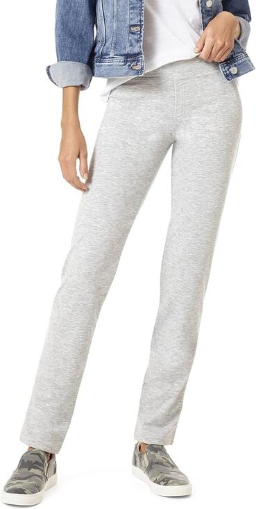 HUE Pants - Hue Women Heather Grey Stretch Knit Journey Mid-Rise Straight Leg Legging Size S